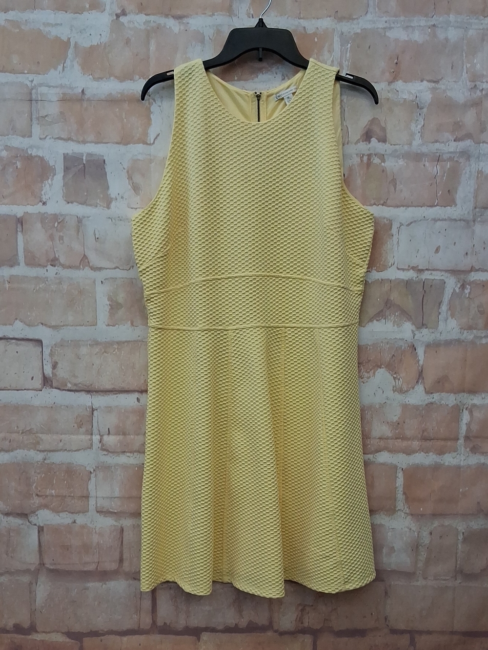Cato Textured Yellow Sleeveless Fit-and-Flare Dress